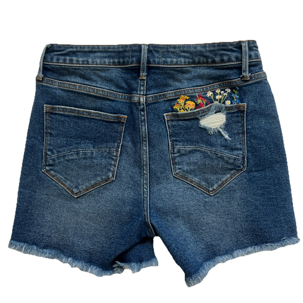 Driftwood Denim Shorts Womens 26 Lulu Fray Hem Floral Embroidery Boho Festival